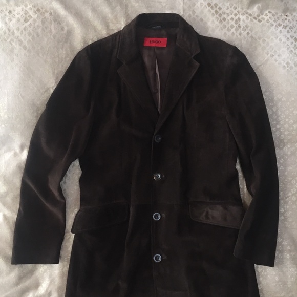 Mens Small HUGO BOSS Brown Suede Larian Coat - Picture 2 of 11